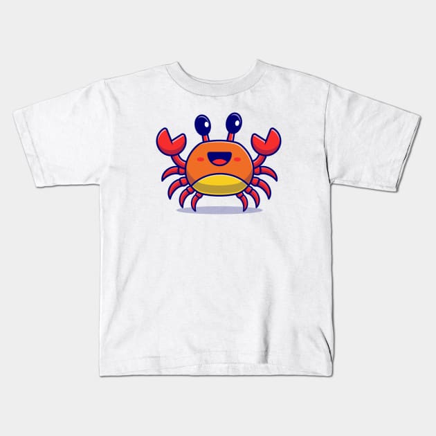 Cute Crab Cartoon Vector Icon Illustration Kids T-Shirt by Catalyst Labs